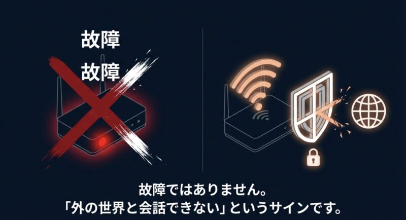 ACTIVEランプの赤点滅は故障ではなく外の世界と通信できないサイン