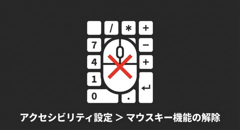 アクセシビリティ設定からテンキーのマウスキー機能を解除する