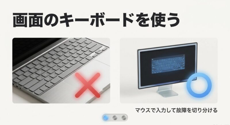 物理キーボードの故障を切り分けるために画面のスクリーンキーボードを使う方法