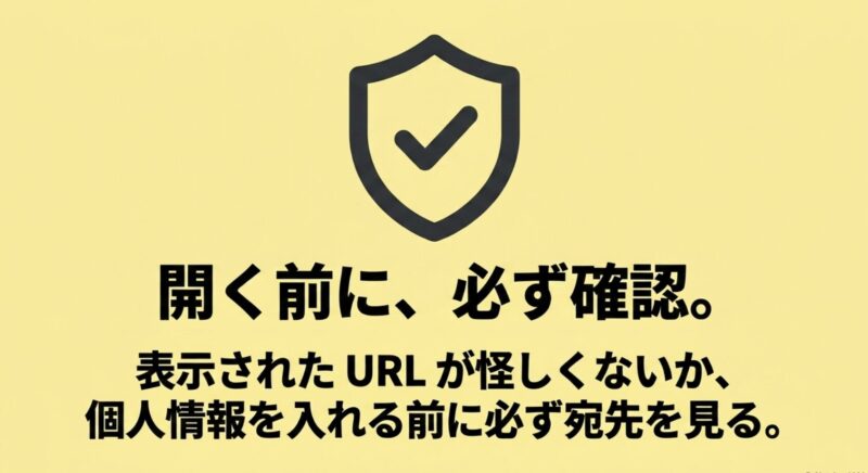 QRコード読み取り後に表示されるURLの安全性を確認するイメージ