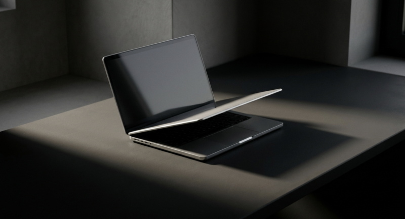 少し開いたMacBookのイメージ